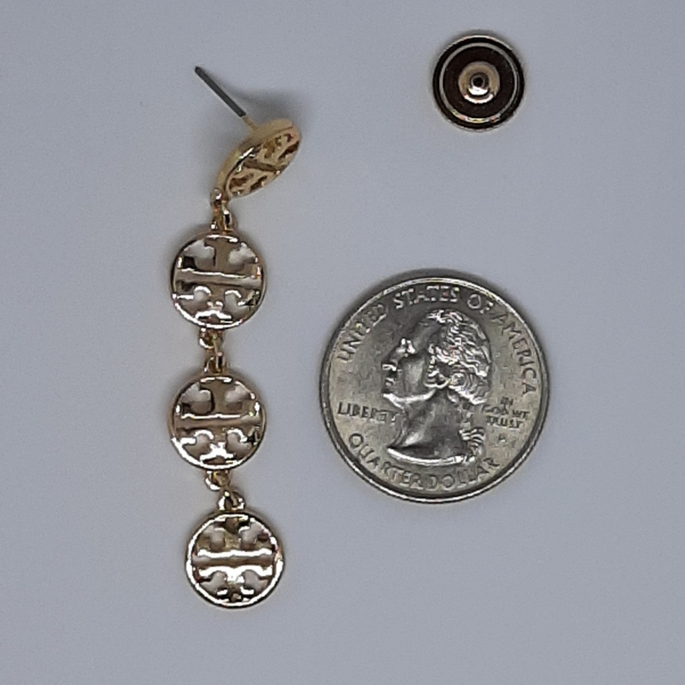 Tory Burch Gold Charm Drop Earrings - Picture 3 of 4